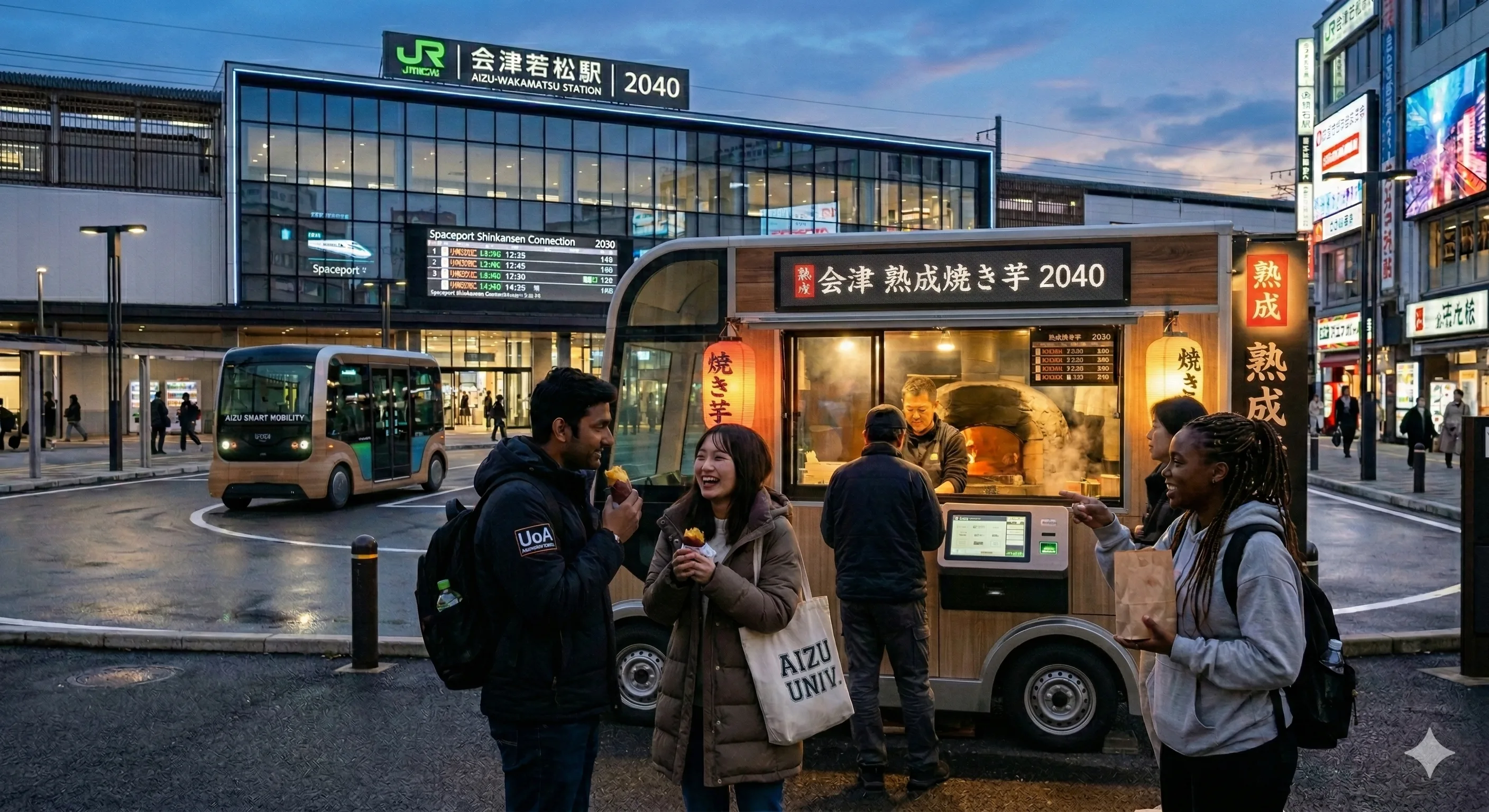 2040年の自動運転キッチンカー焼き芋屋