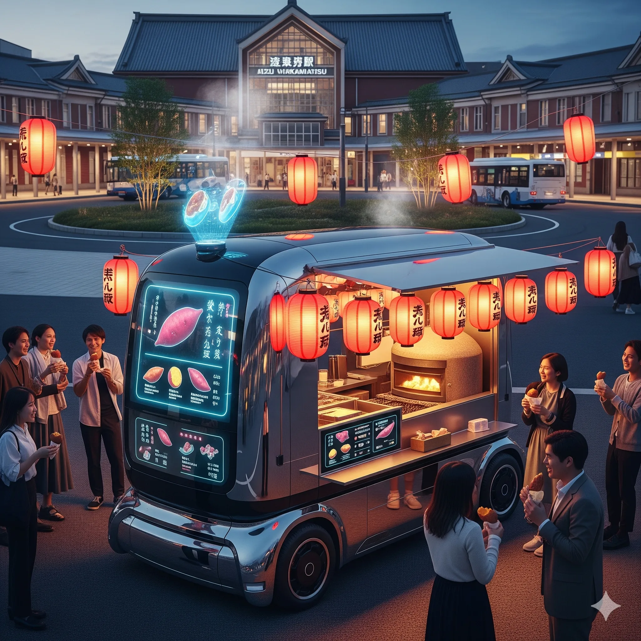 2050年の未来の移動販売式焼き芋屋さん